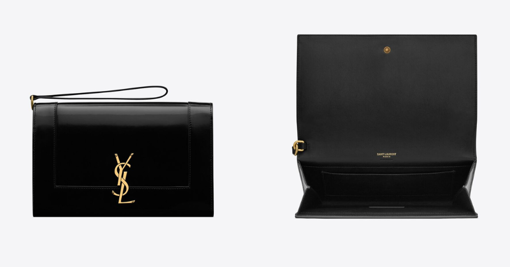 SAINT LAURENT CASSANDRE亮面皮革翻蓋錢