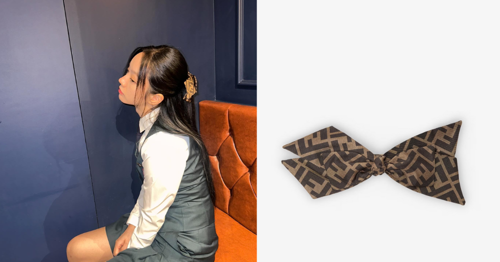 FENDI FF 棕色開合蝴蝶結髮夾
