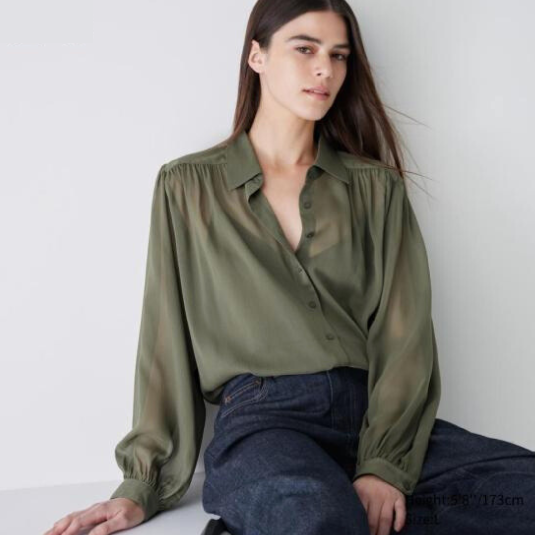 UNIQLO透膚澎袖上衣