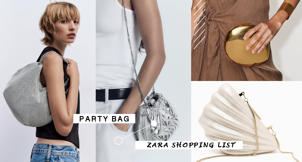 派對女孩請進！ZARA 最新派對包包推薦：閃閃惹人愛水鑽托特包、金屬水桶包、珍珠貝殼手拿包...