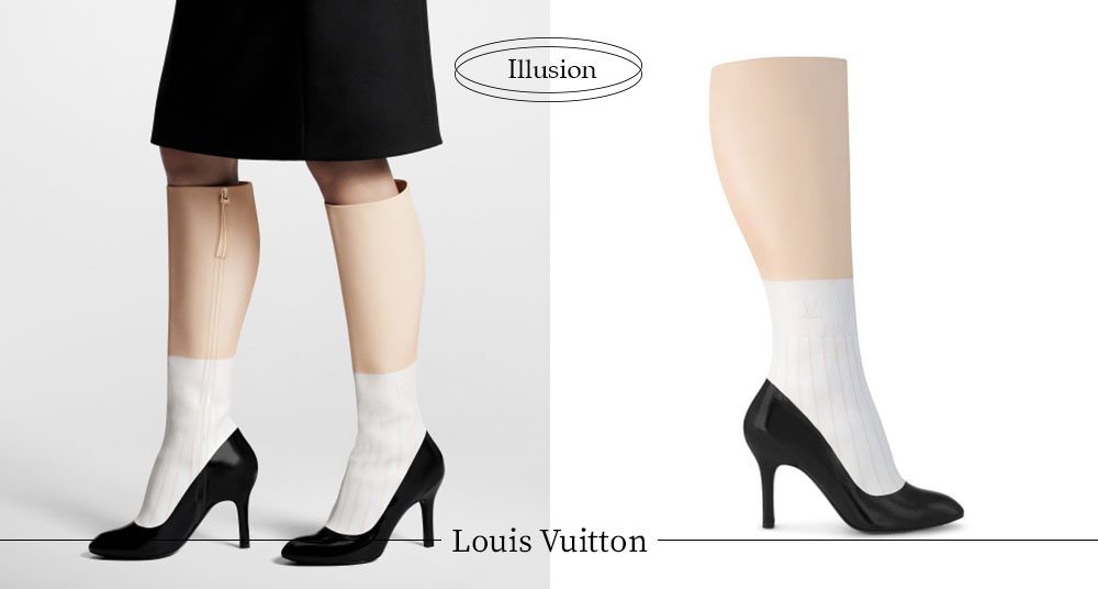 這雙腿有點貴!Louis Vuitton 推出「假肢造型長靴」,黑色高跟鞋搭配LV羅紋白襪要價8萬!