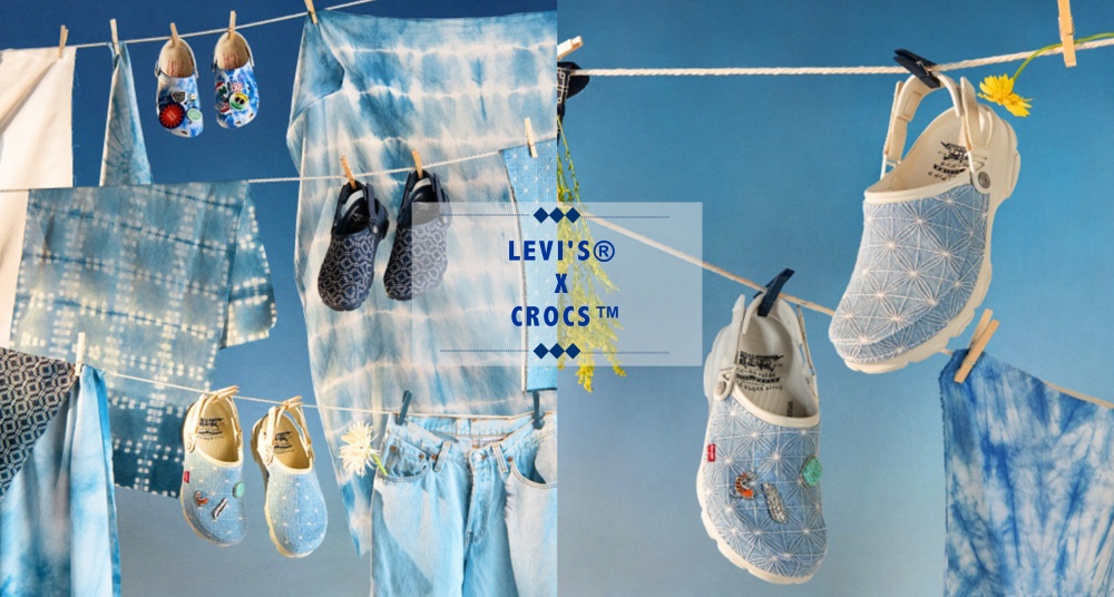 Levi's x Crocs 聯手推出丹寧風洞洞鞋，絕美日本刺繡工藝、限定鞋扣台灣已開賣！