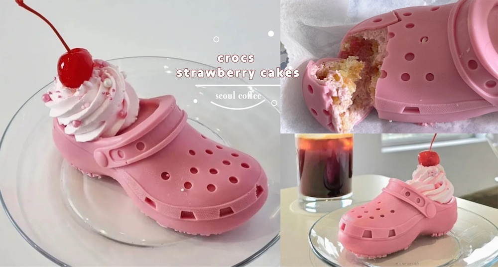 【2023韓國旅遊】韓國東大門咖啡廳HAUKE獵奇「Crocs洞洞鞋蛋糕」必打卡！草莓起司口味的洞洞鞋造型蛋糕超逼真！