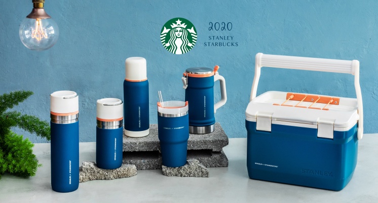 星巴克 x STANLEY「靜謐藍」6款今夏野餐必備用品！簡約「可提式冰桶」質感爆棚～週末就去野餐吧♡