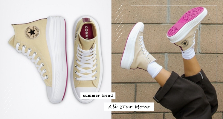 Converse又開大絕！「Chuck Taylor All-Star Move」全新厚底鞋，淡奶茶Ｘ桃紅色配色太可愛♡