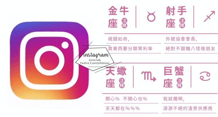 號稱高顏值，但大部分都只有平均值！GirlsTalk「超哈啦星座」IG限動濾鏡登場，12星座語錄+4款濾鏡實用必載～