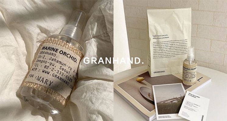 簡約質感的麻布包裝！韓國小眾香氛品牌「GRANHAND」，瓶身還能客製化加上名字♡